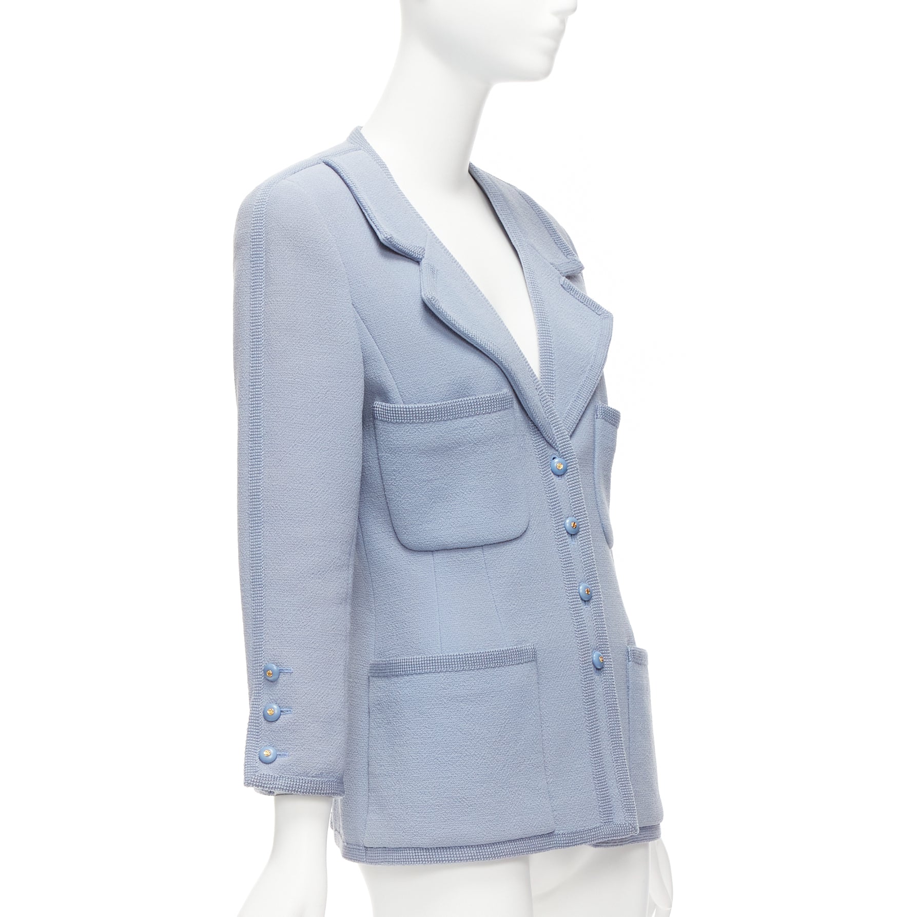 Chanel Powder Blue Wool Jacket - 4