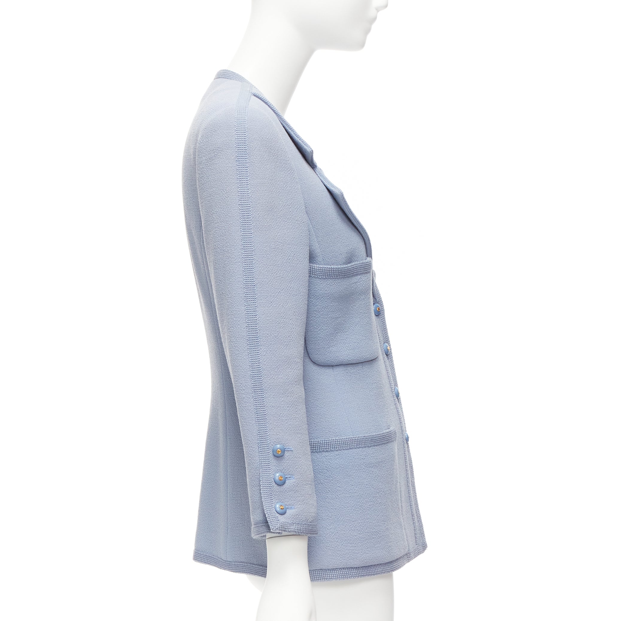 Chanel Powder Blue Wool Jacket - Side view