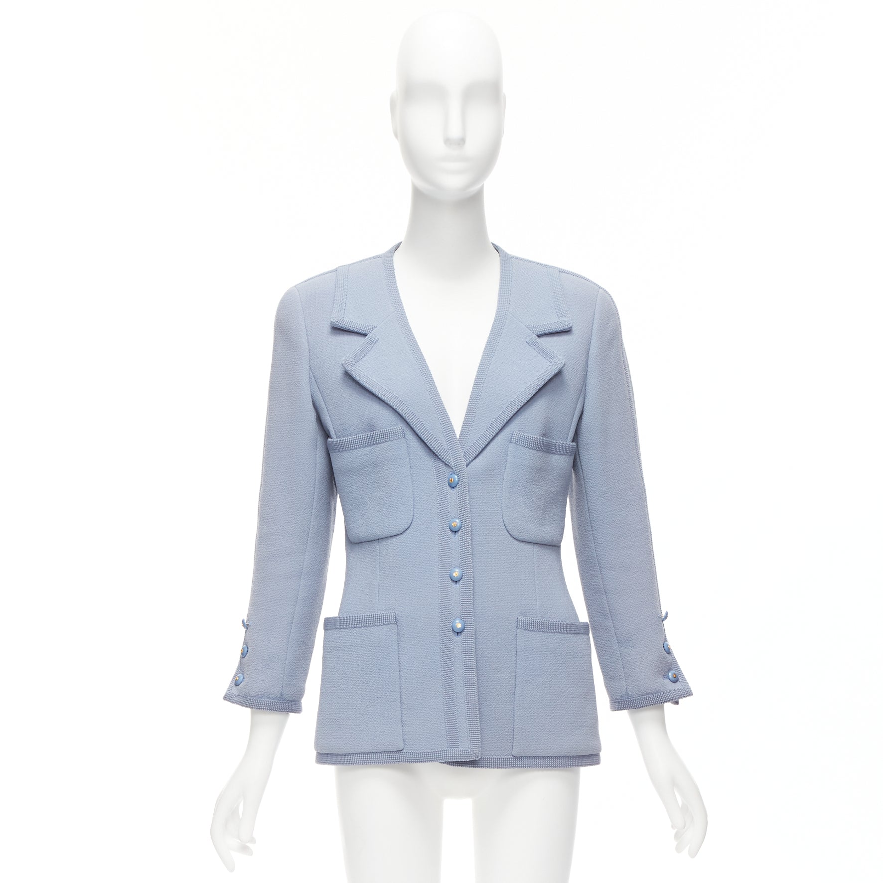 Chanel Powder Blue Wool Jacket - Image 12