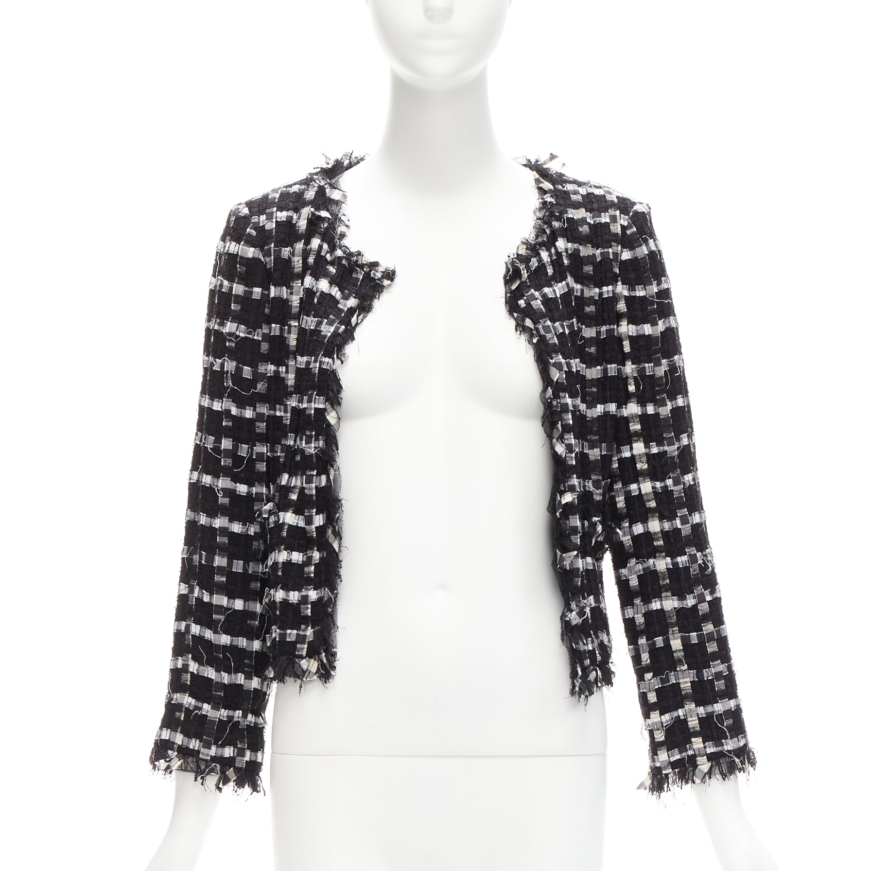 Chanel Frayed Check Jacket - Image 6