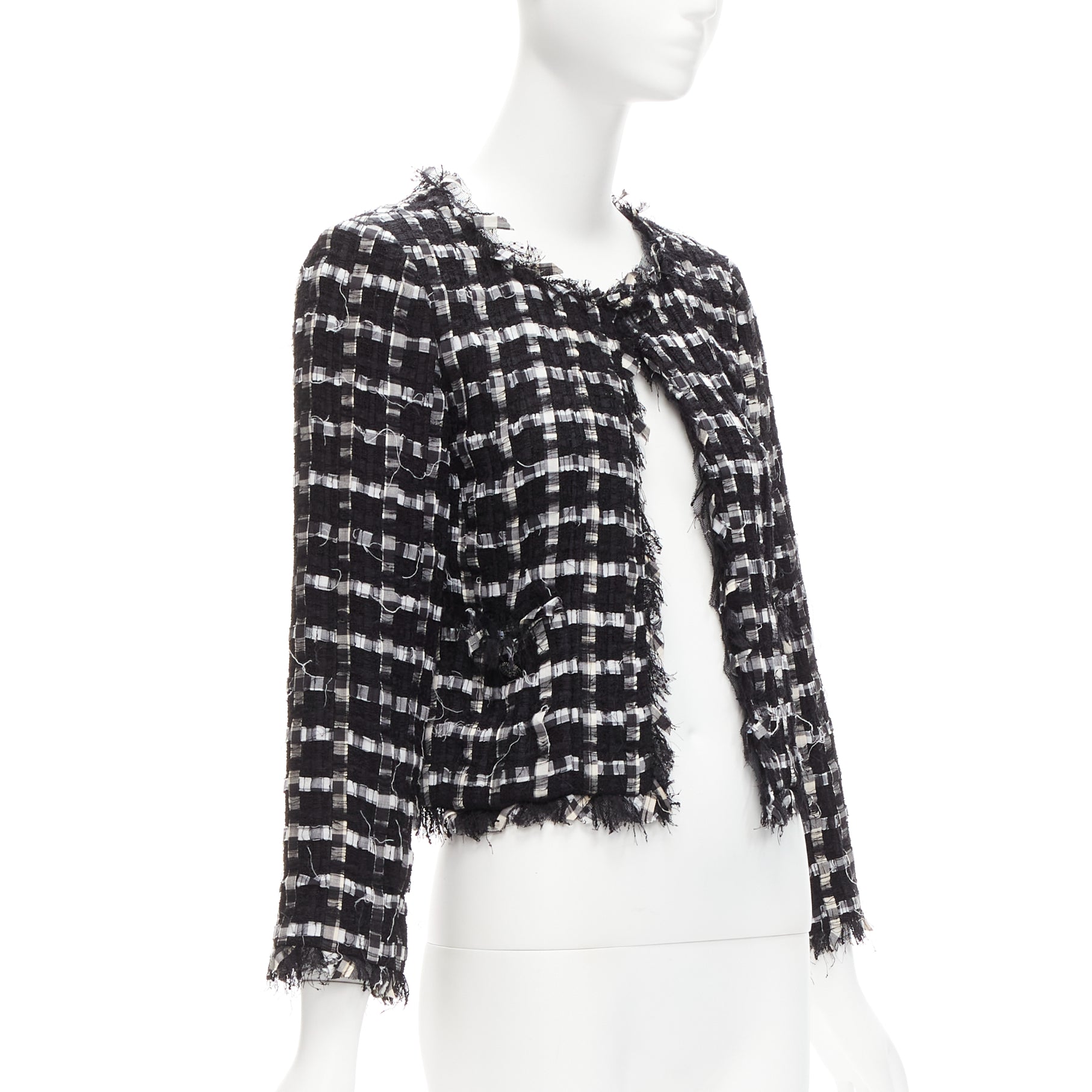 Chanel Frayed Check Jacket - 4