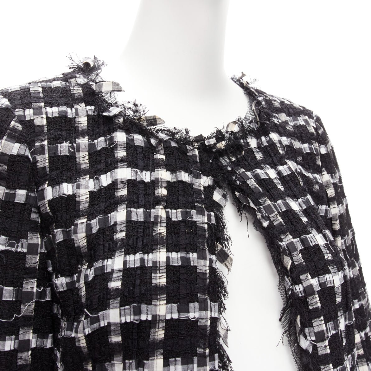 Chanel Frayed Check Jacket - Image 10