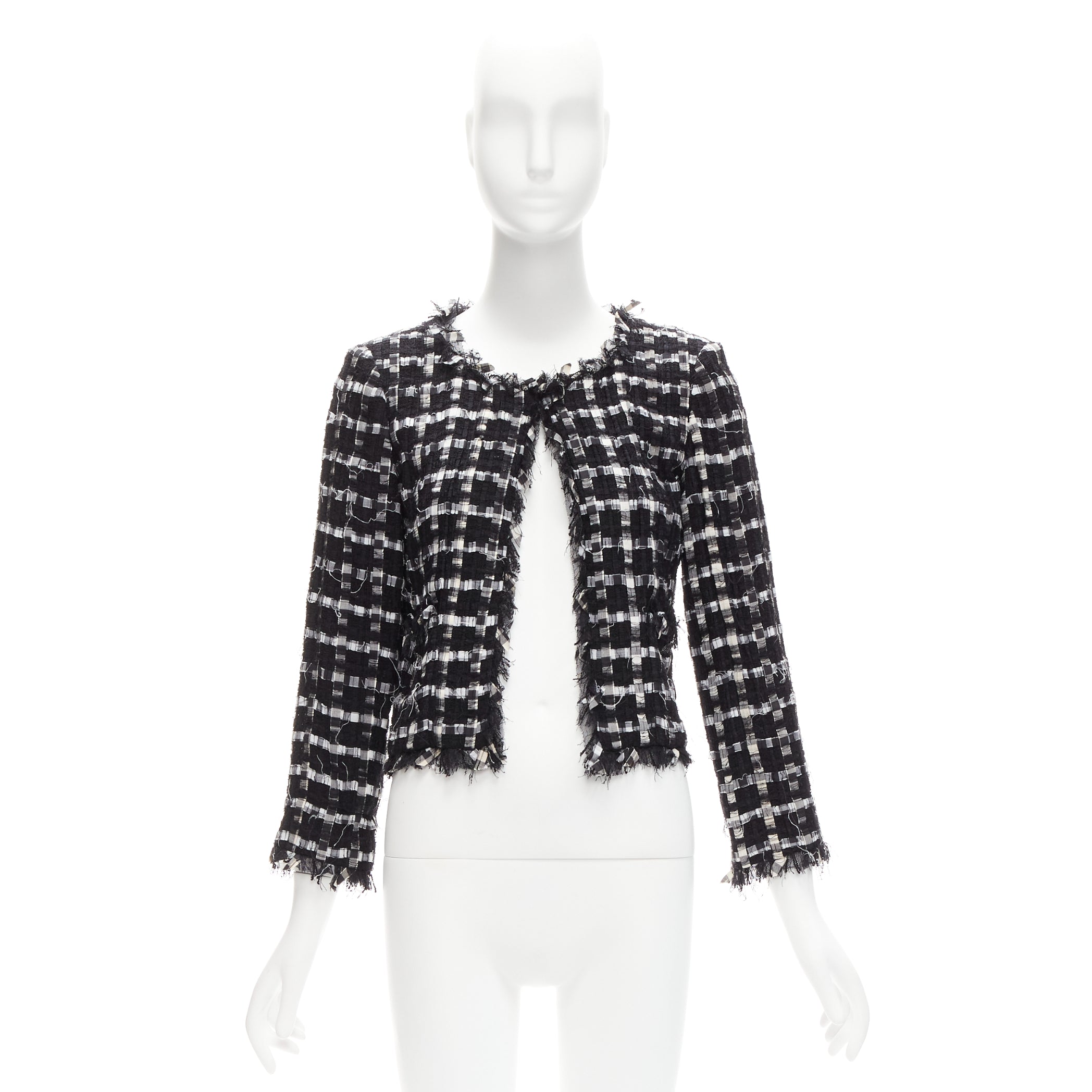 Chanel Frayed Check Jacket - Image 12