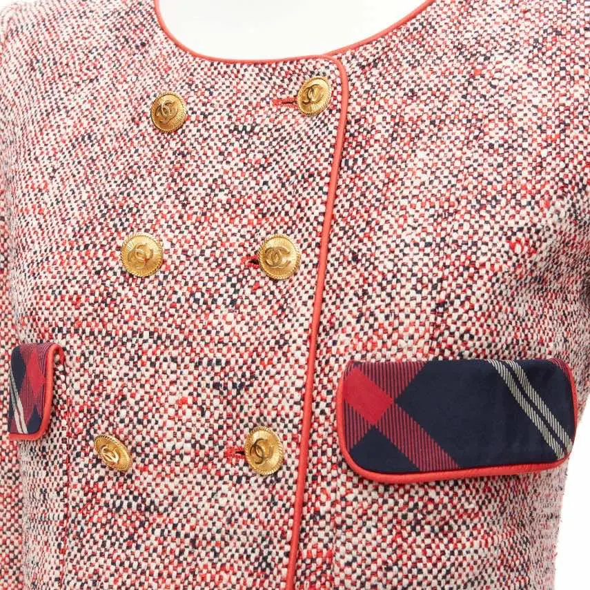 Chanel Red Double Breasted Blazer Red Silk Very good - Back View