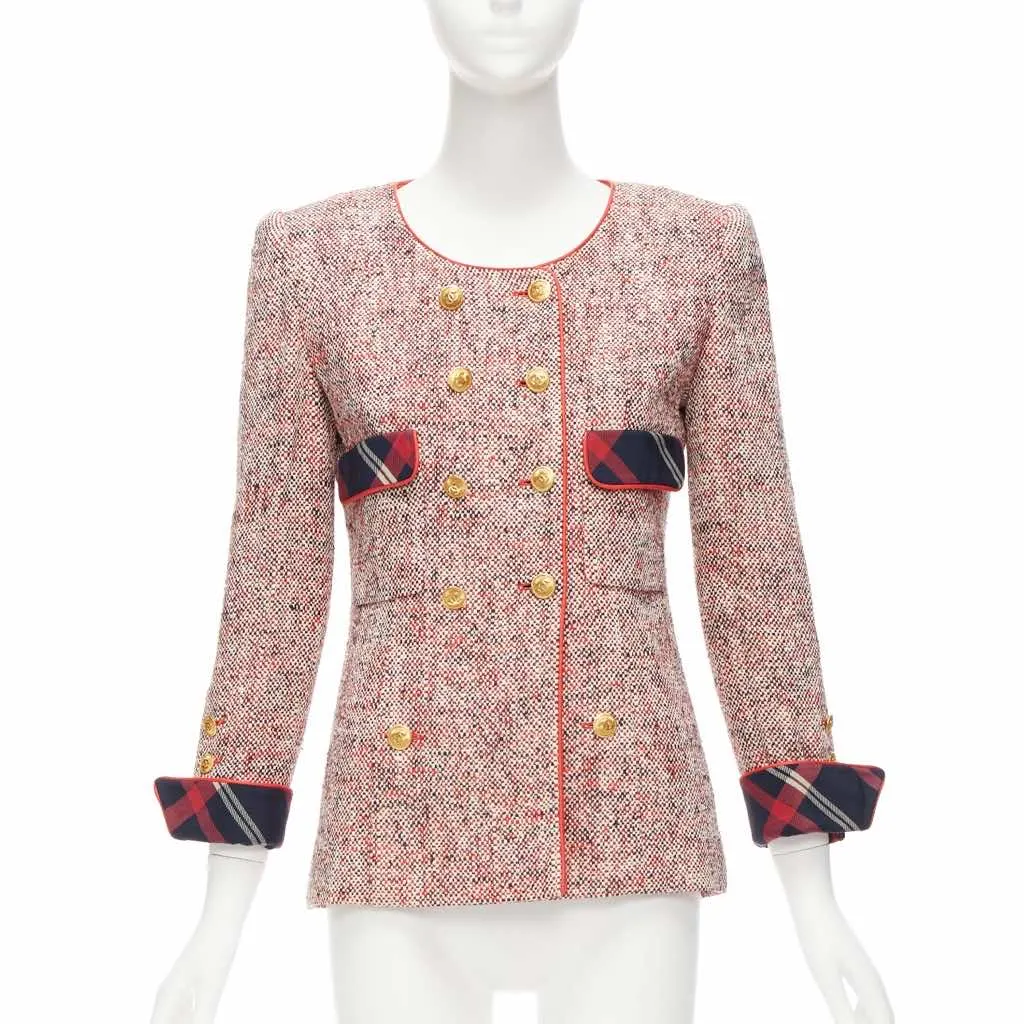 Chanel Red Double Breasted Blazer Red Silk Very good - Inside View