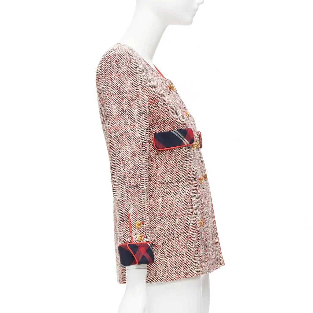 Chanel Red Double Breasted Blazer Red Silk Very good - Box View