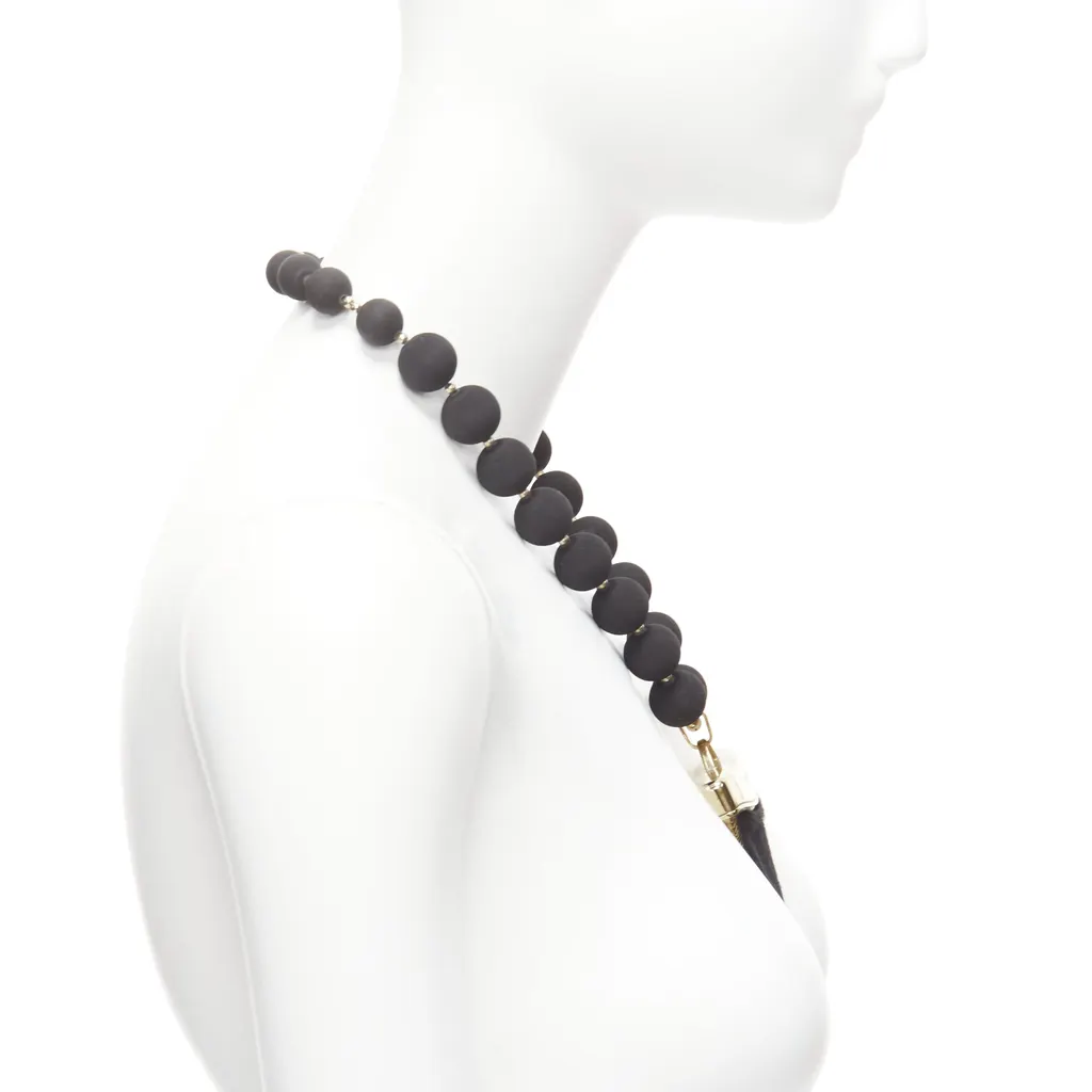 Givenchy Shark Tooth Necklace Gold Leather Very good - Model View