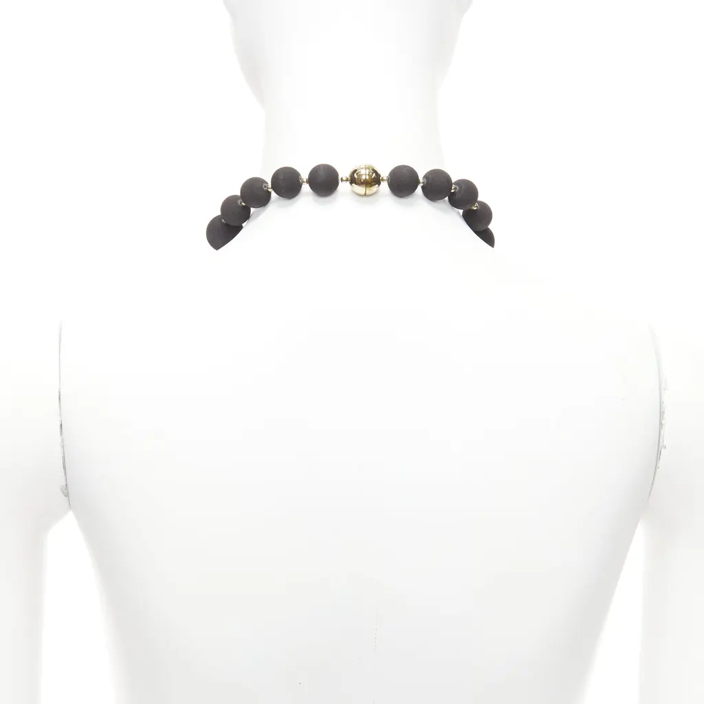 Givenchy Shark Tooth Necklace Gold Leather Very good - Box View