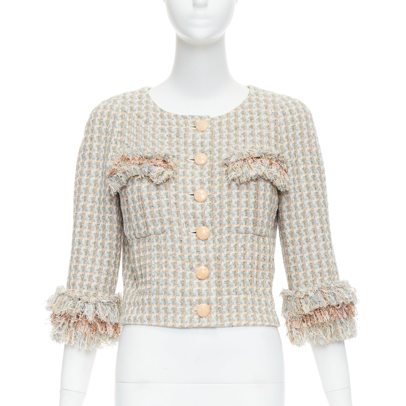 Chanel Rose Tweed Cropped Jacket
