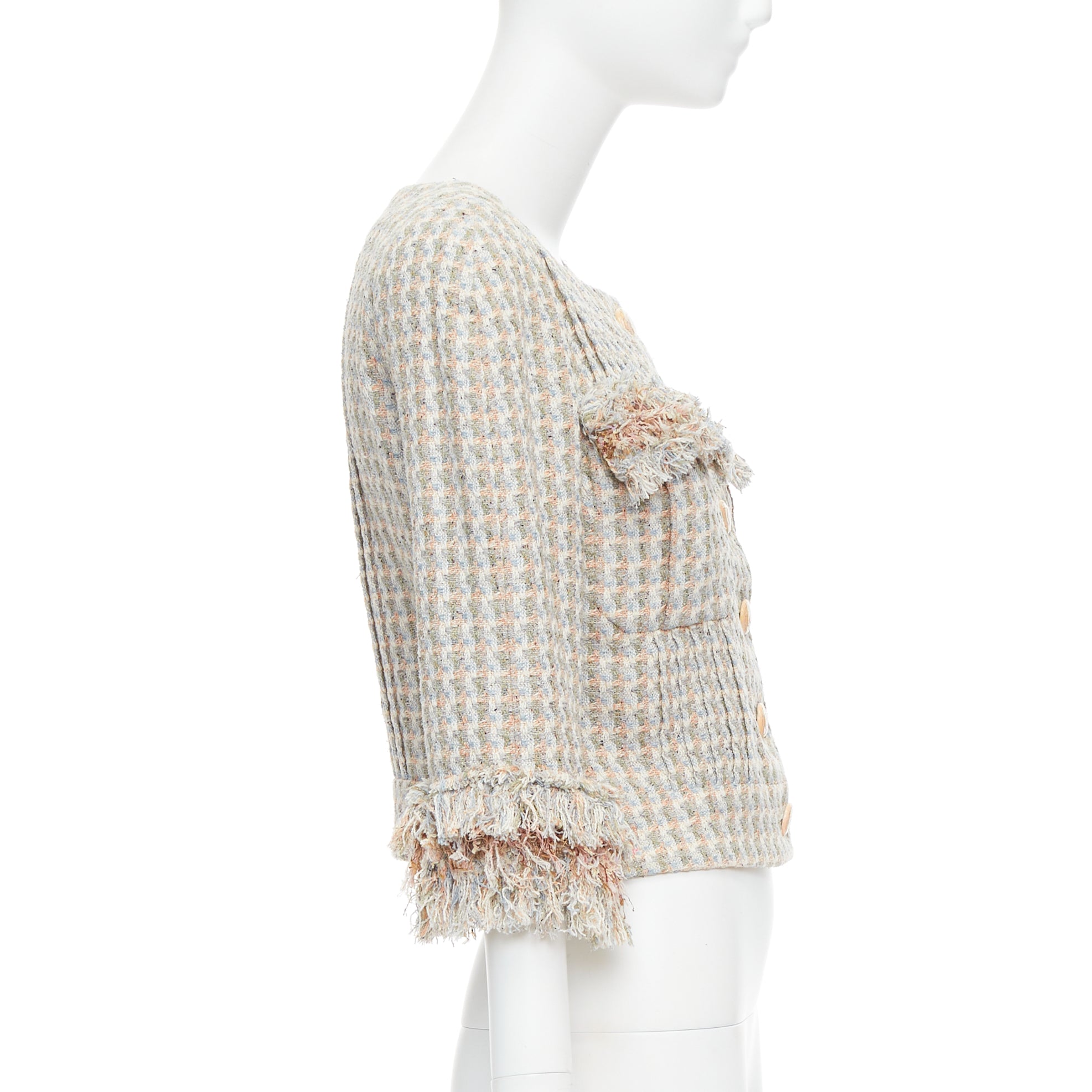 Chanel Rose Tweed Cropped Jacket - Side view