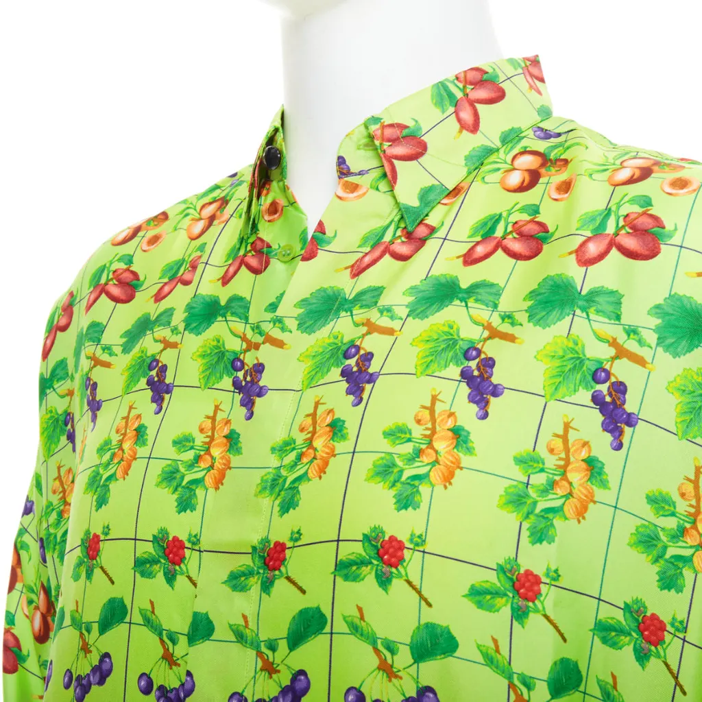 Versace Fruit Silk Shirt Green Silk Never worn - Back View