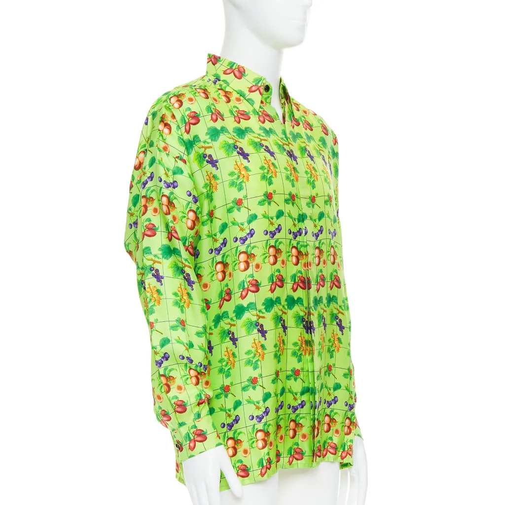 Versace Fruit Silk Shirt Green Silk Never worn - Inside View