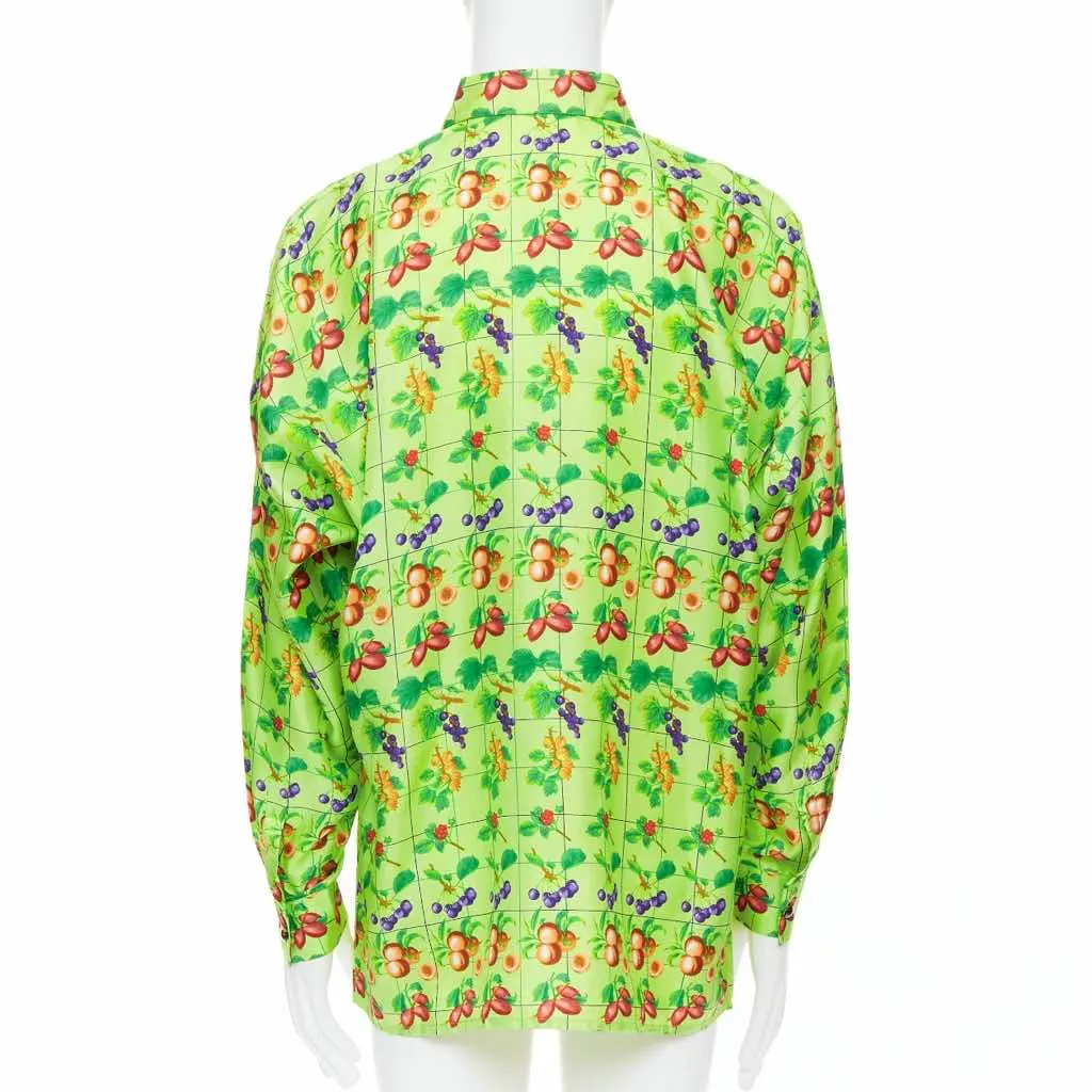 Versace Fruit Silk Shirt Green Silk Never worn - Box View