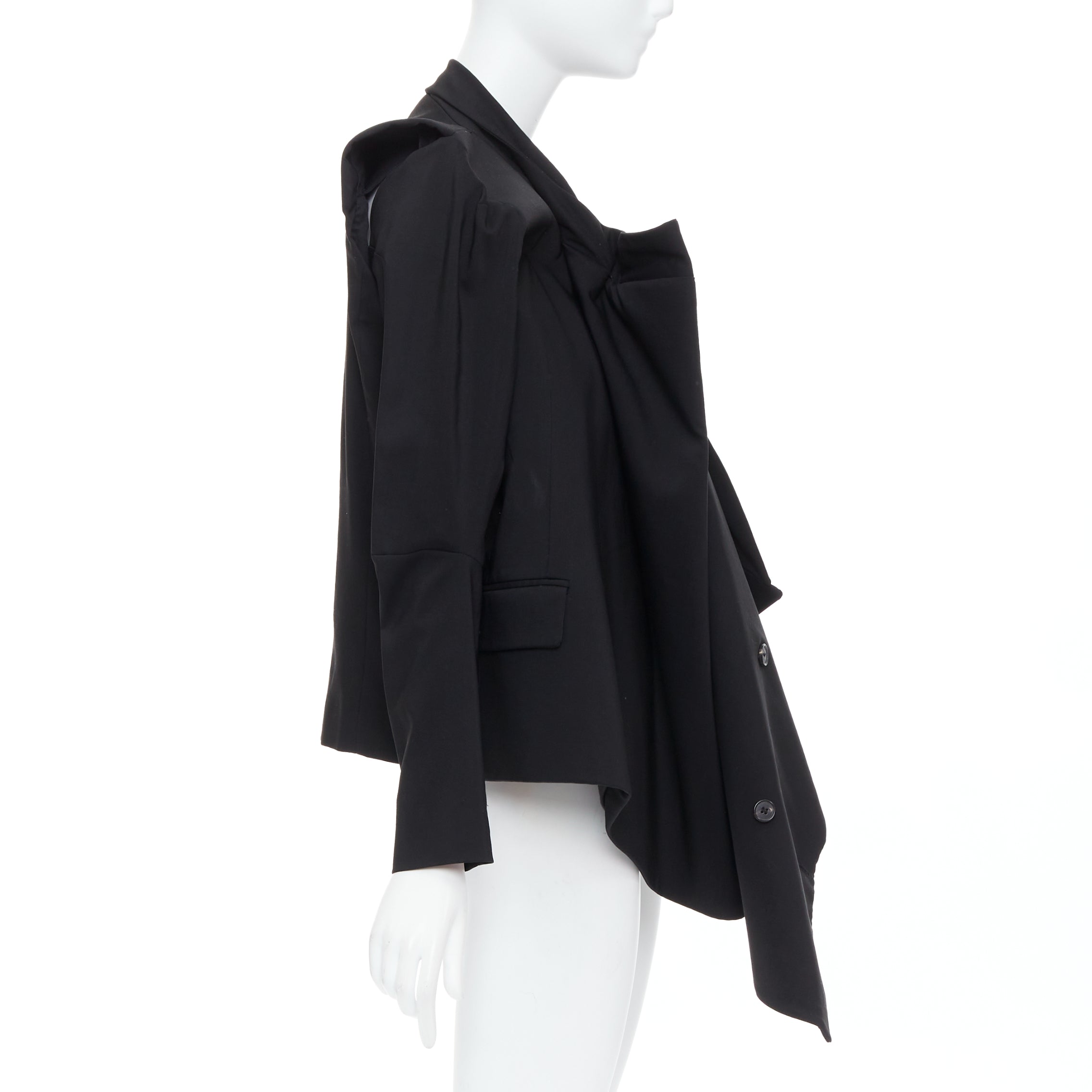 Maison Martin Margiela Black Draped Coat - 4