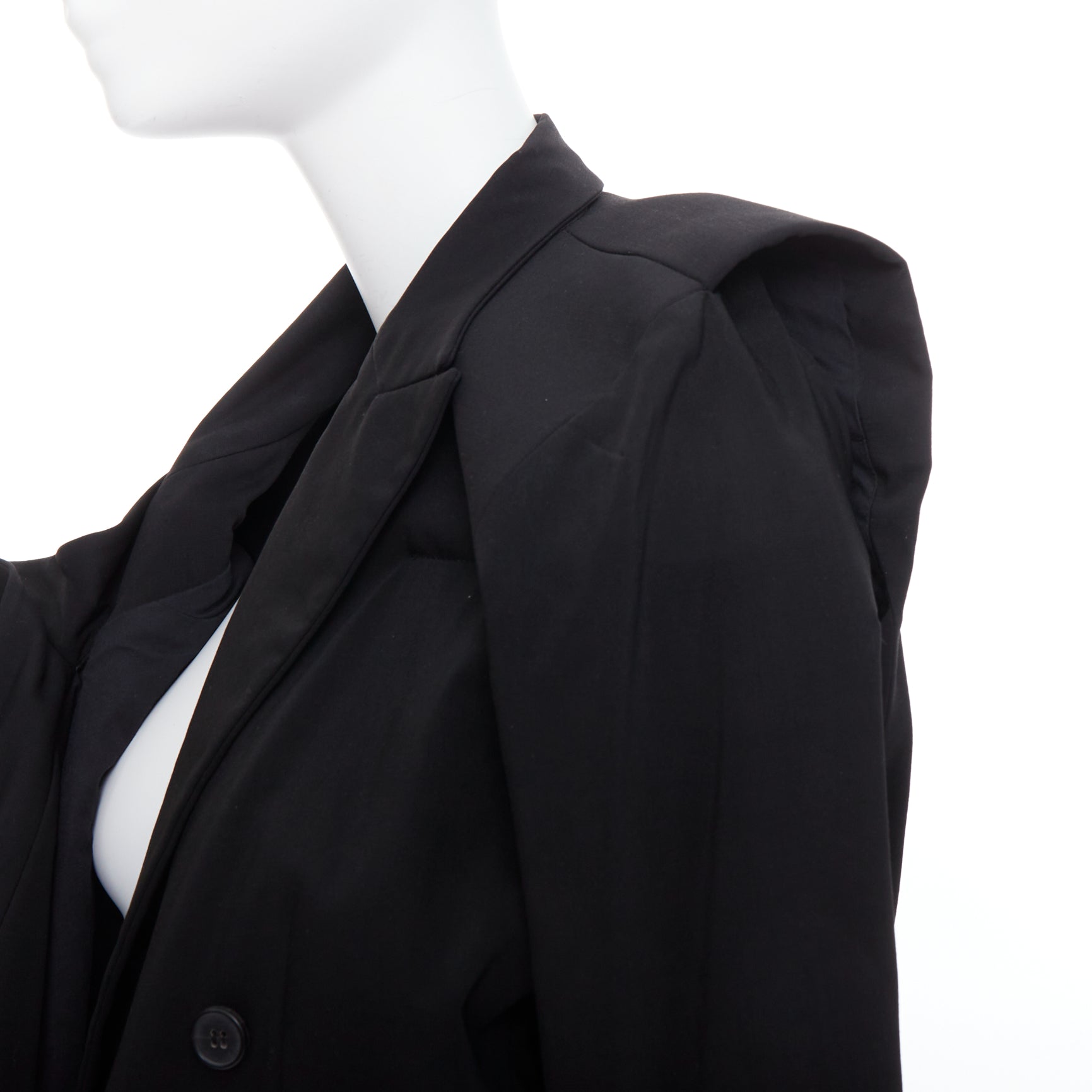 Maison Martin Margiela Black Draped Coat - Detail 2