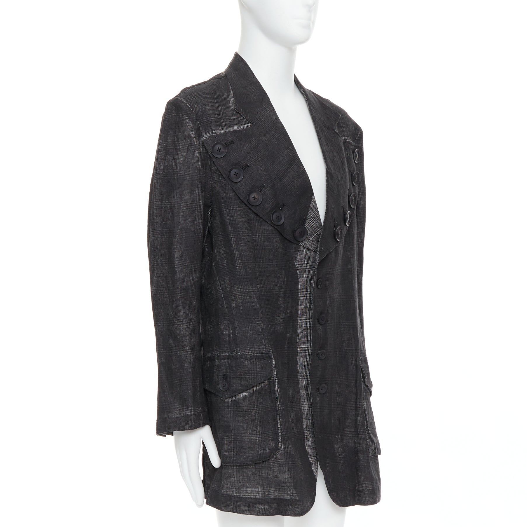 Yohji Yamamoto Grey Gradient Blazer - 4