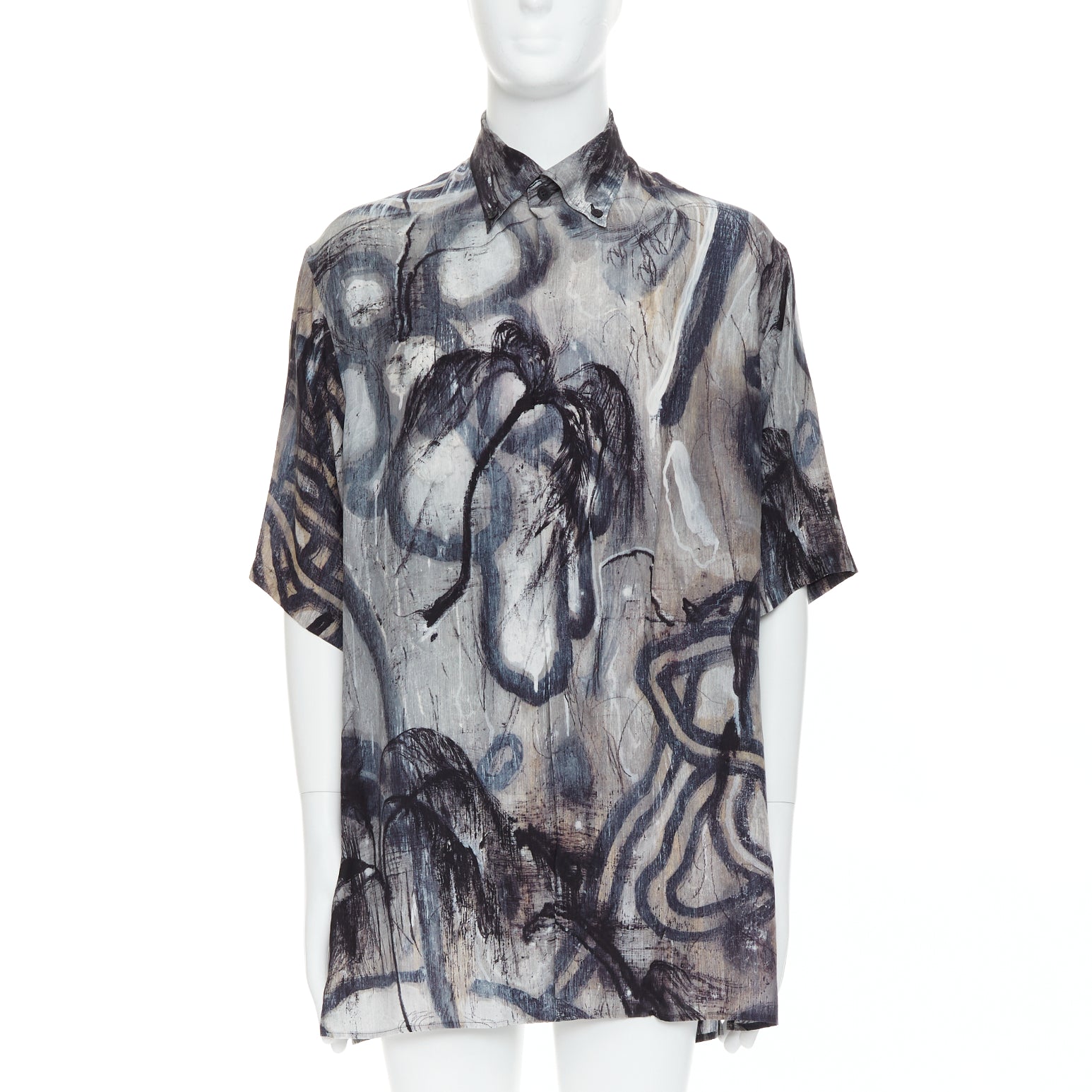 Yohji Yamamoto Abstract Silk Shirt