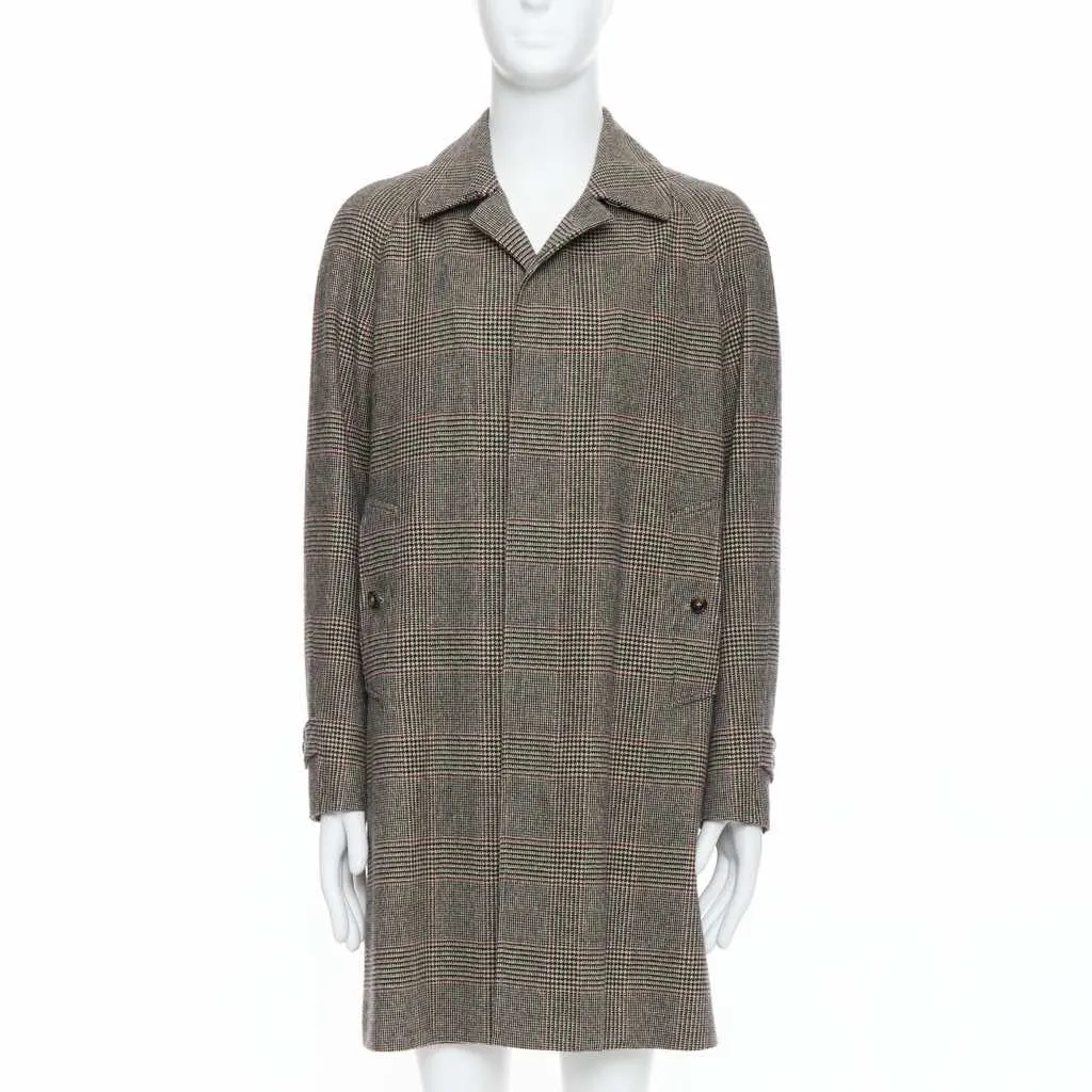 Loro Piana Green Herringbone Coat Beige Cashmere Never worn - Front View