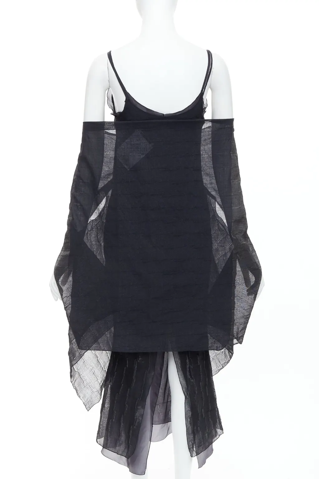 Romeo Gigli Crinkled Dress Shawl Black Wool Never worn - Box View