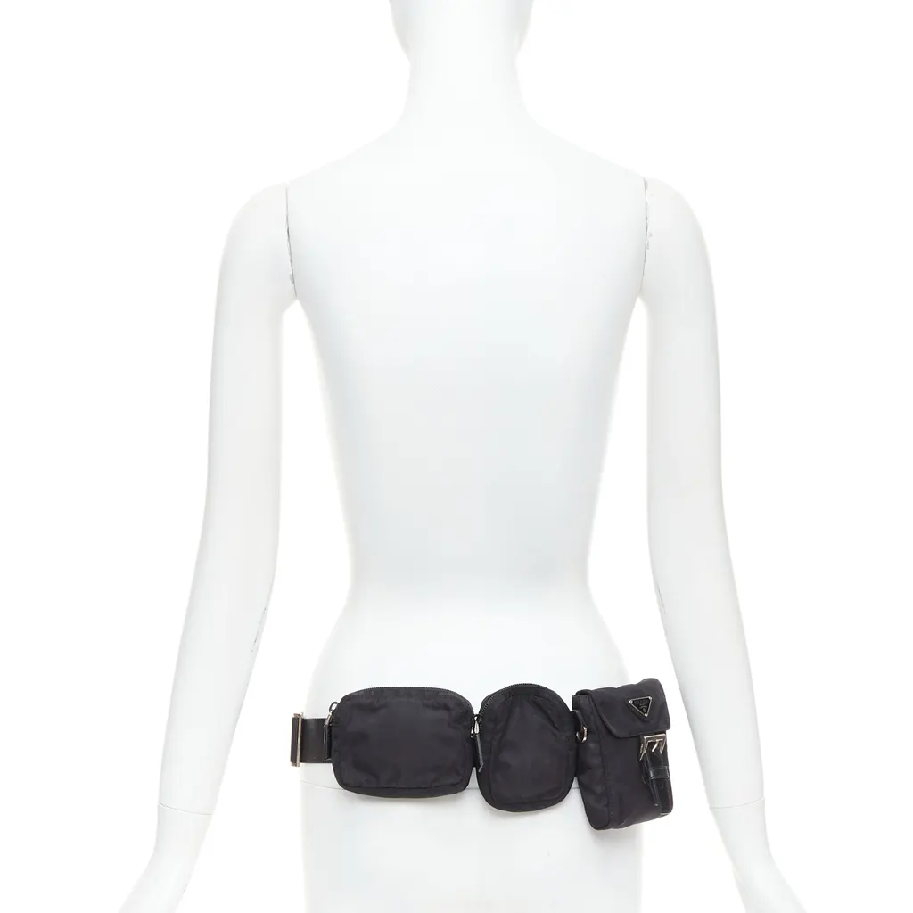 Prada Nylon Triple Waist Bag Black Polyamide Good - Back View