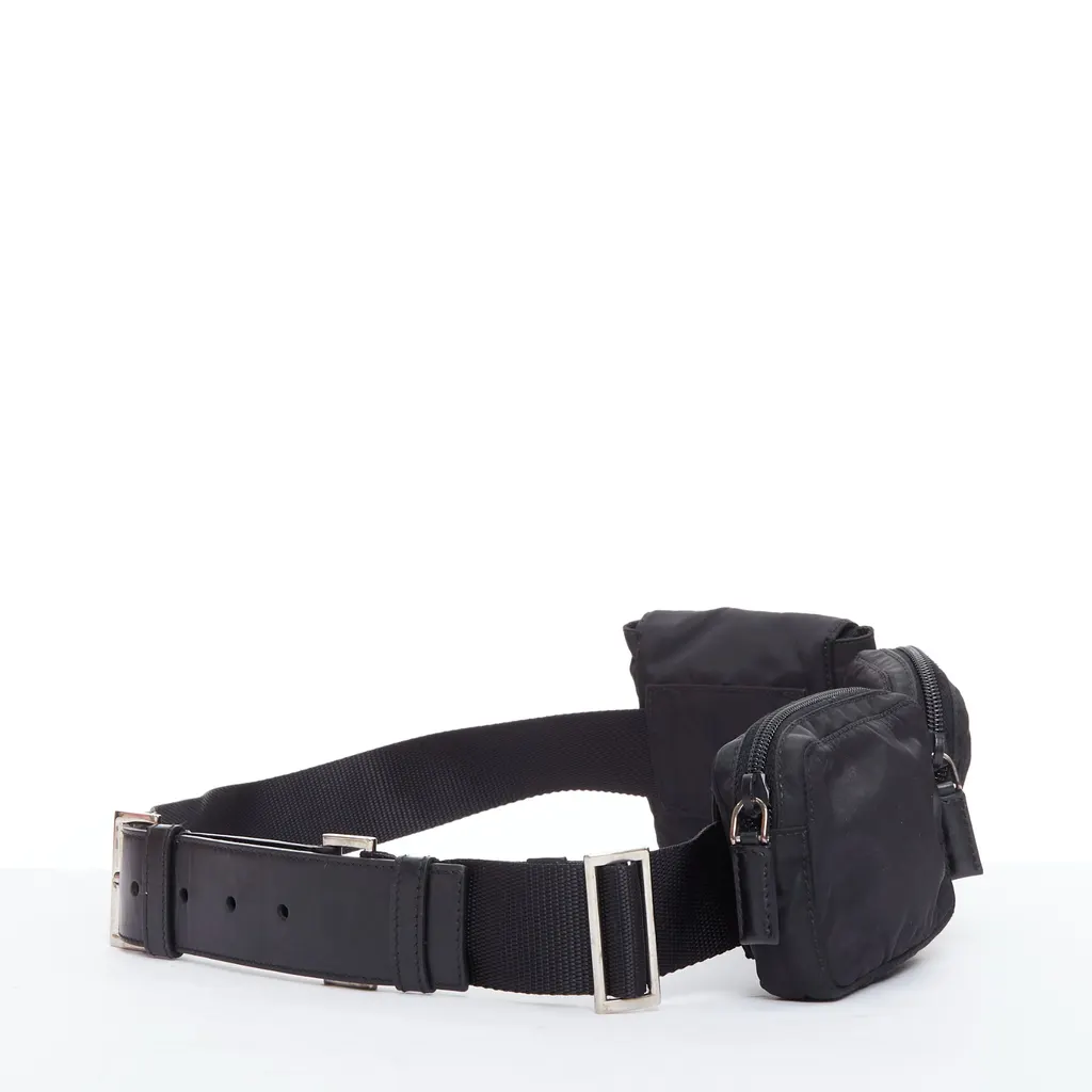 Prada Nylon Triple Waist Bag Black Polyamide Good - Inside View