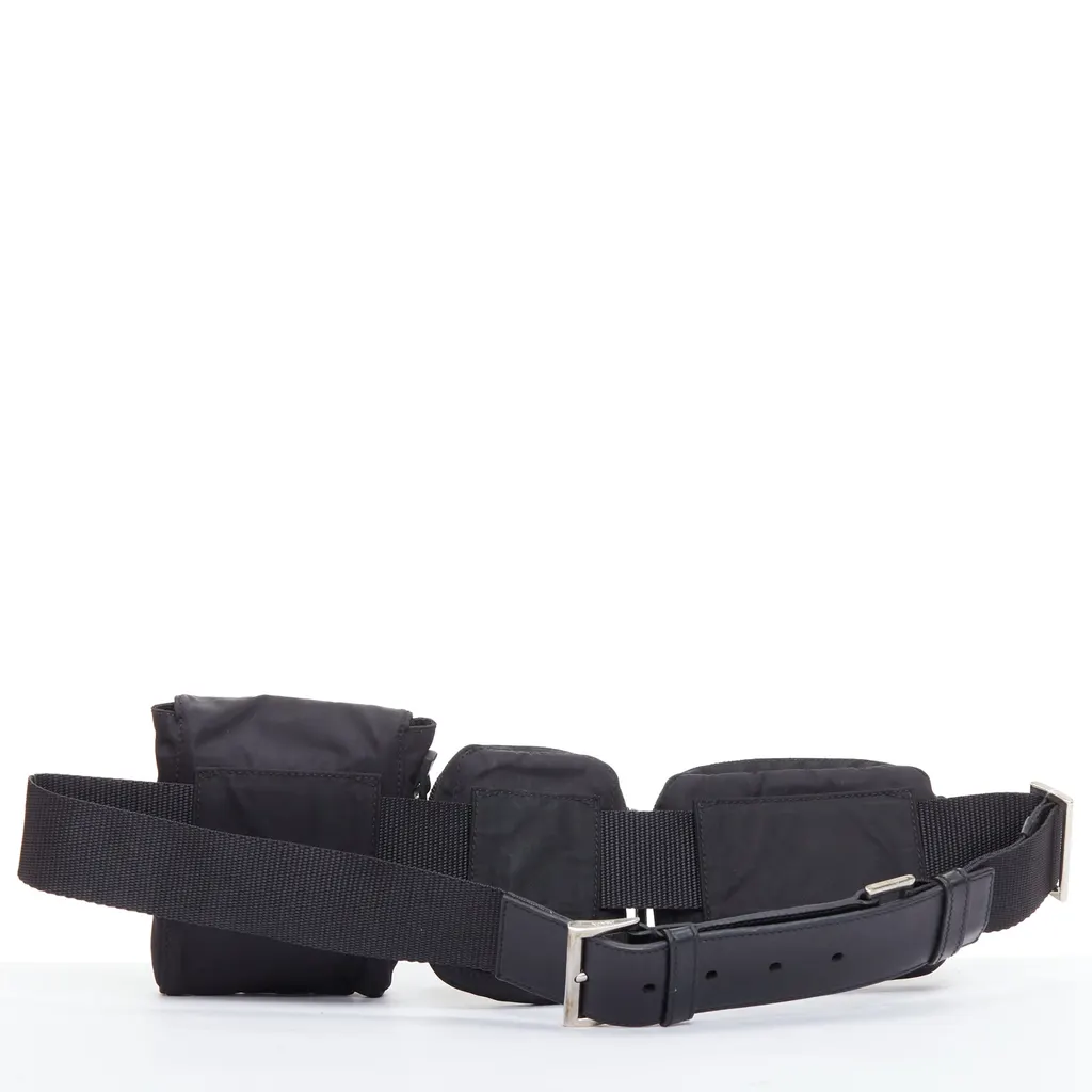 Prada Nylon Triple Waist Bag Black Polyamide Good - Model View