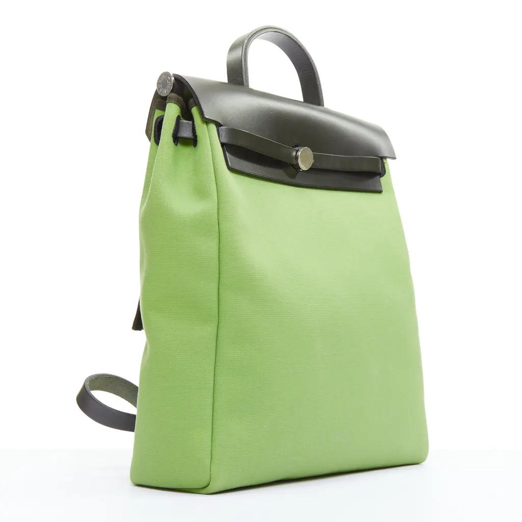 Hermès Herbag A Dos Green Leather Good - Inside View