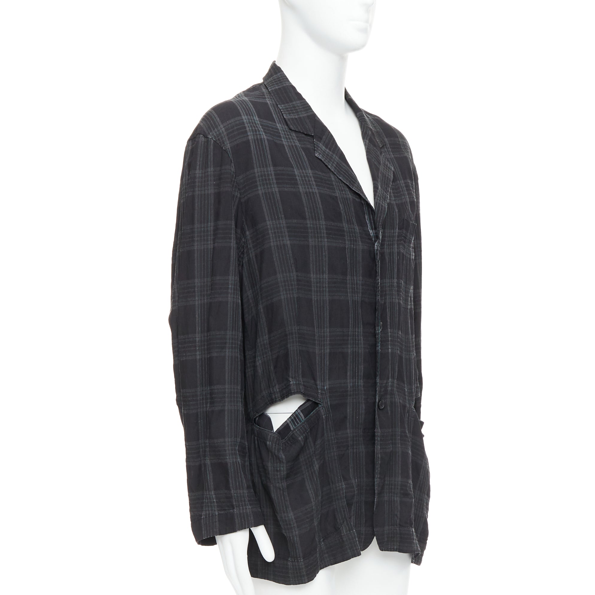 Yohji Yamamoto Grey Slashed Blazer