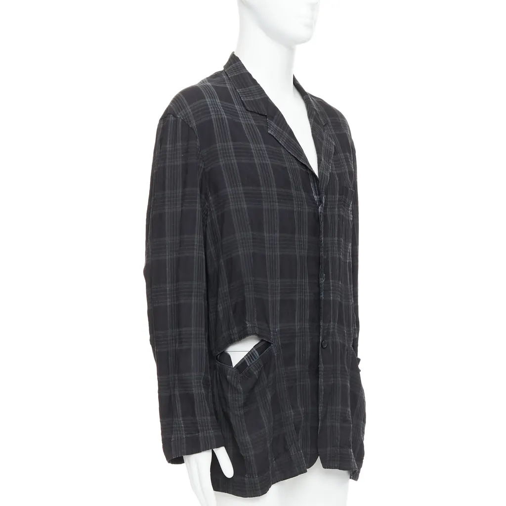 Yohji Yamamoto Grey Slashed Blazer Grey Never worn - Front View