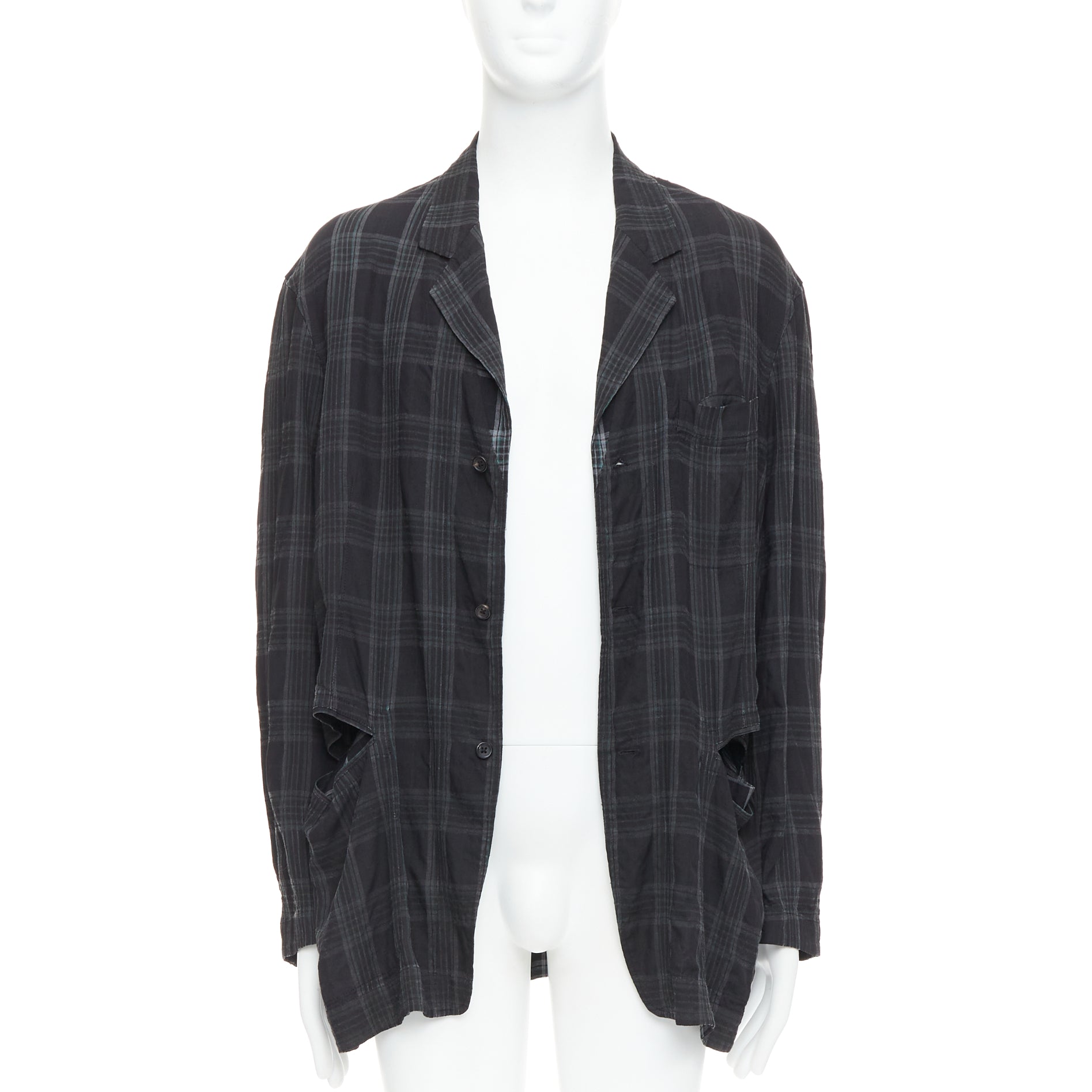 Yohji Yamamoto Grey Slashed Blazer - 4