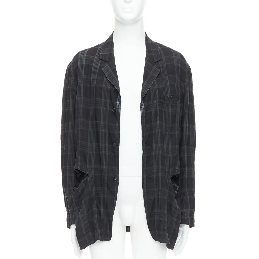 Yohji Yamamoto Grey Slashed Blazer Grey Never worn - Model View