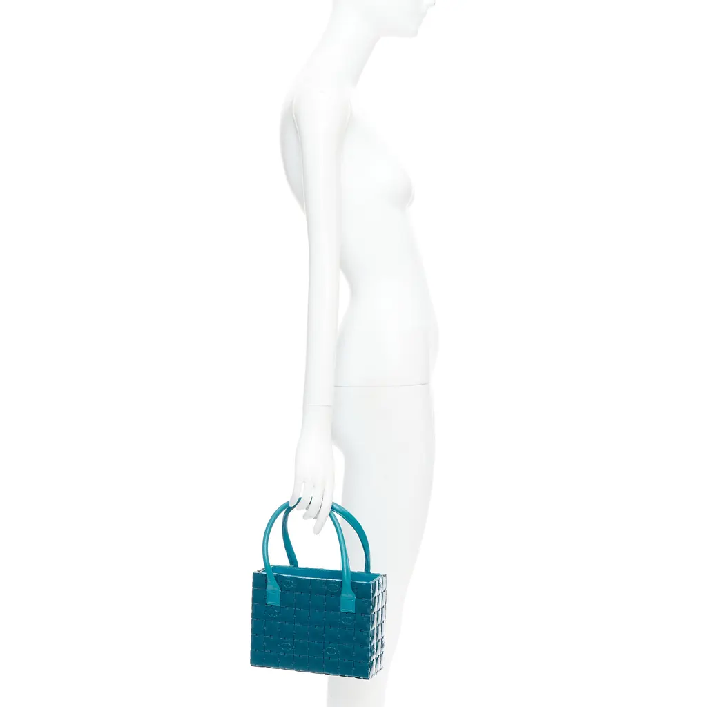 Chanel Puzzle Stitch Tote Blue Leather Good - Back View