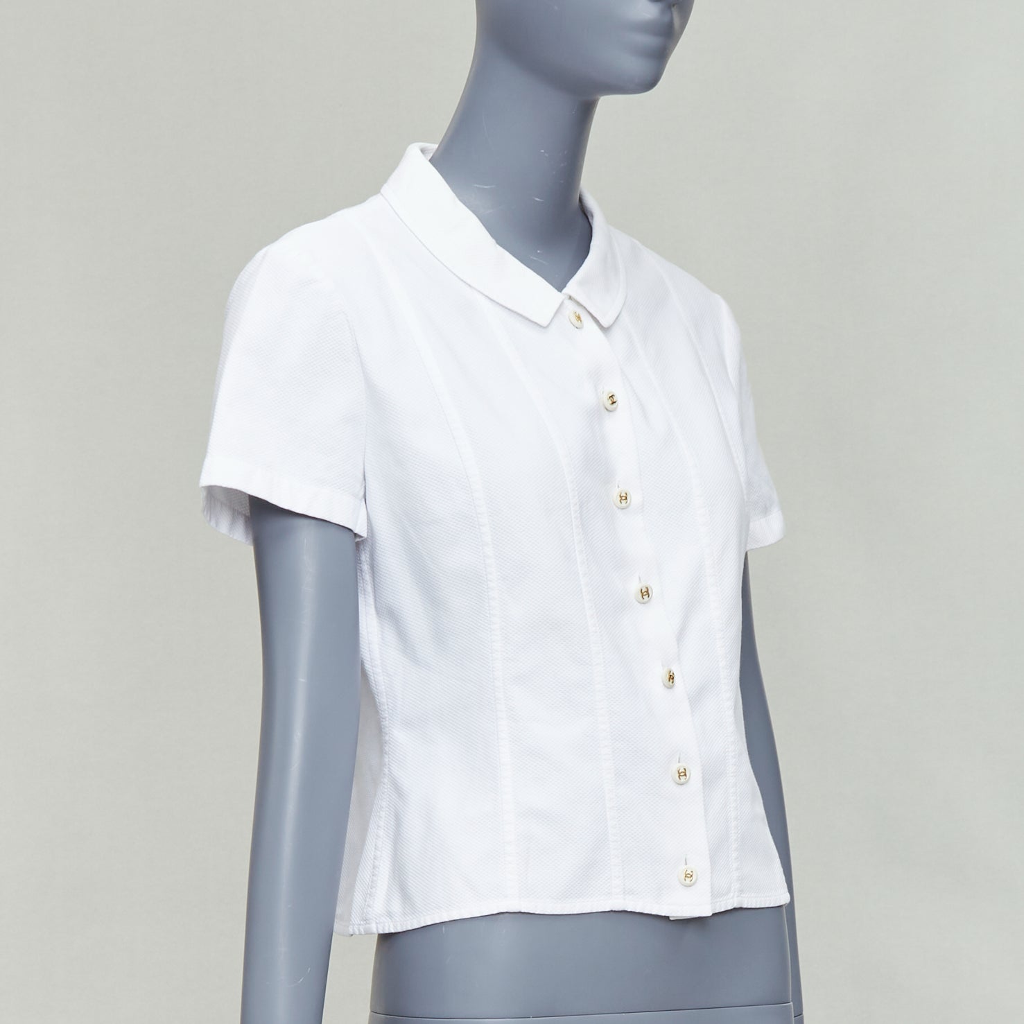 Chanel Cotton CC Logo Crop Shirt - Image 6