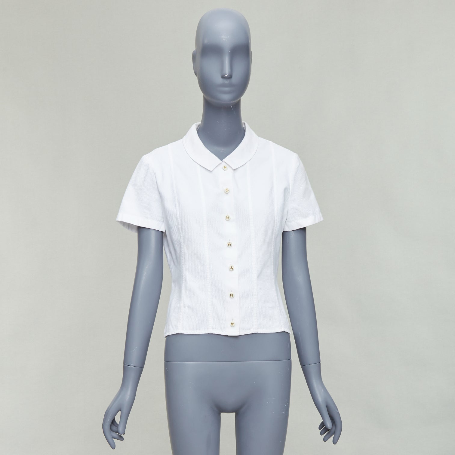 Chanel Cotton CC Logo Crop Shirt - Image 11