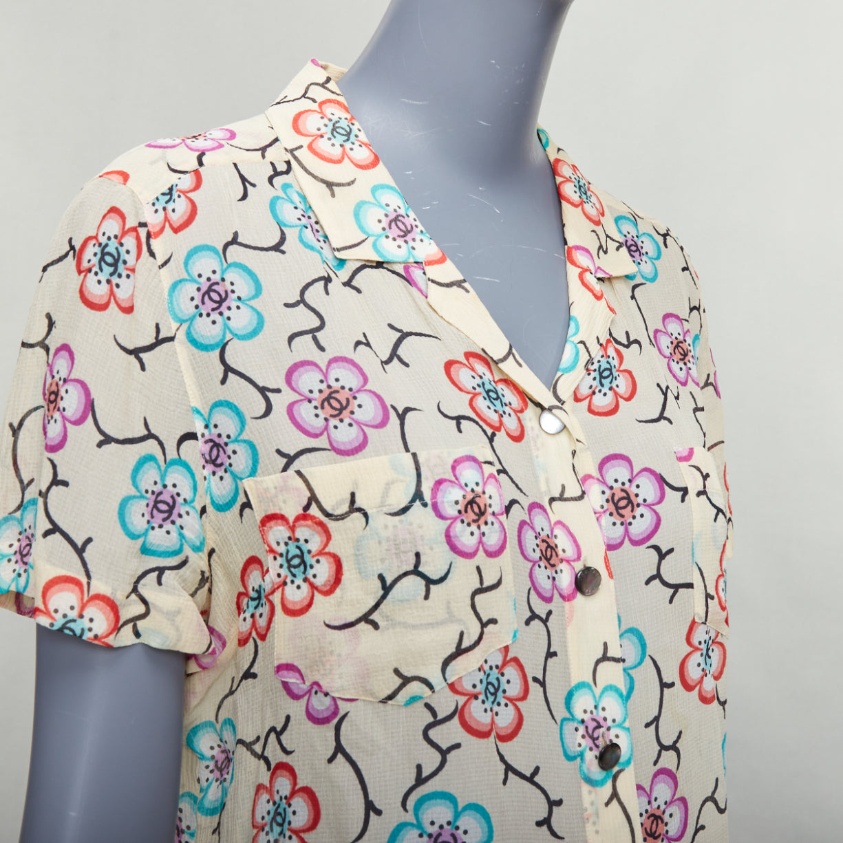 Chanel Silk Floral Hawaiian Shirt - Back view