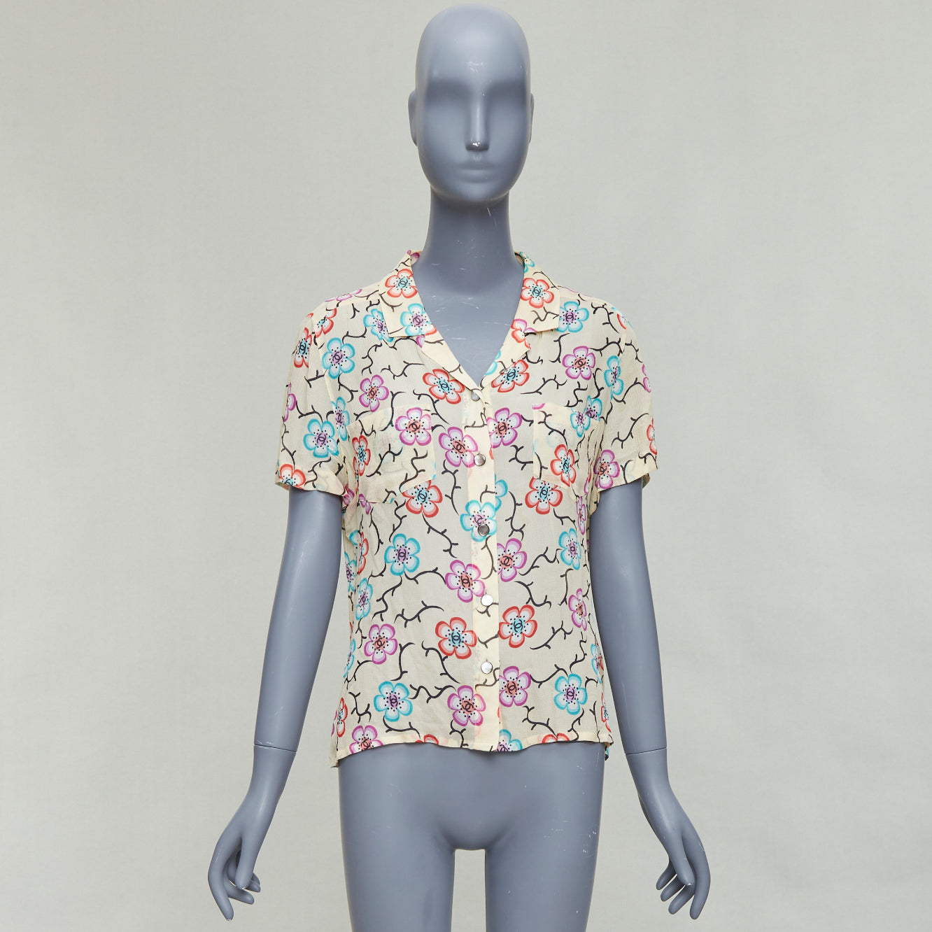 Chanel Silk Floral Hawaiian Shirt - Image 11