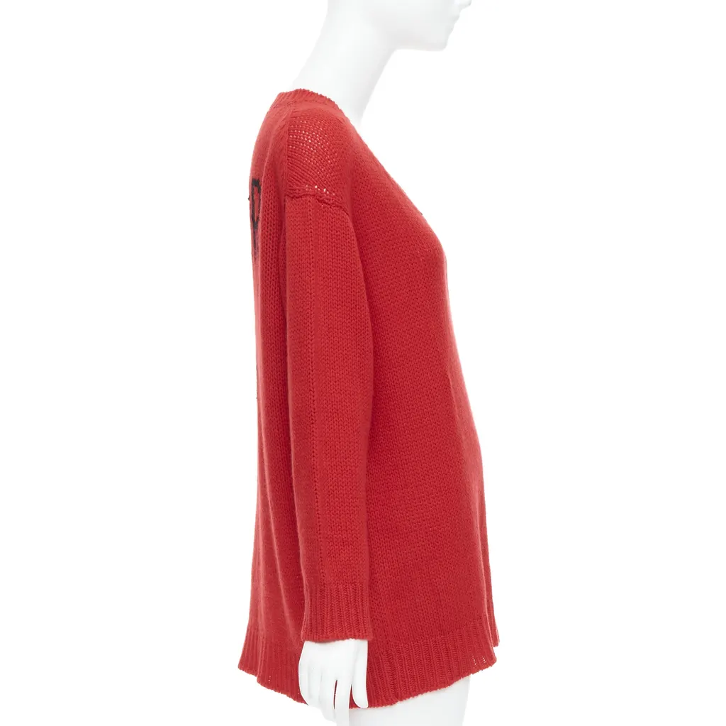 Dior Oversized Sweater Red Cashmere Very good - Model View