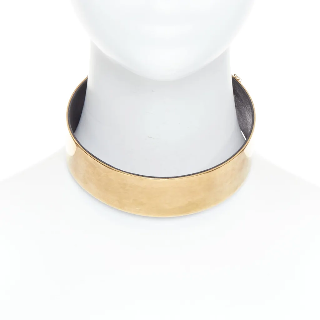 Celine Minimal Choker Necklace Gold Metal Good - Front View