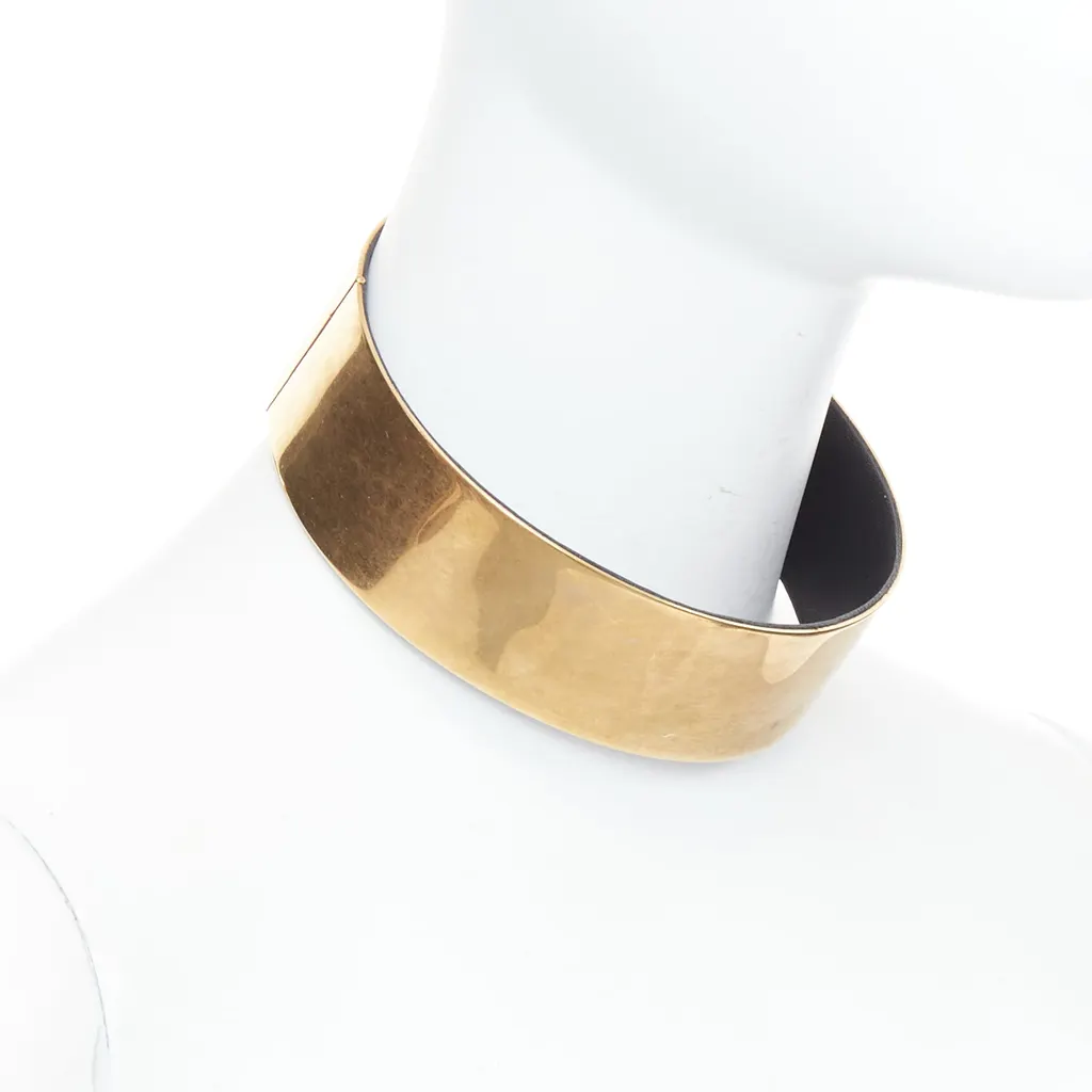 Celine Minimal Choker Necklace Gold Metal Good - Inside View