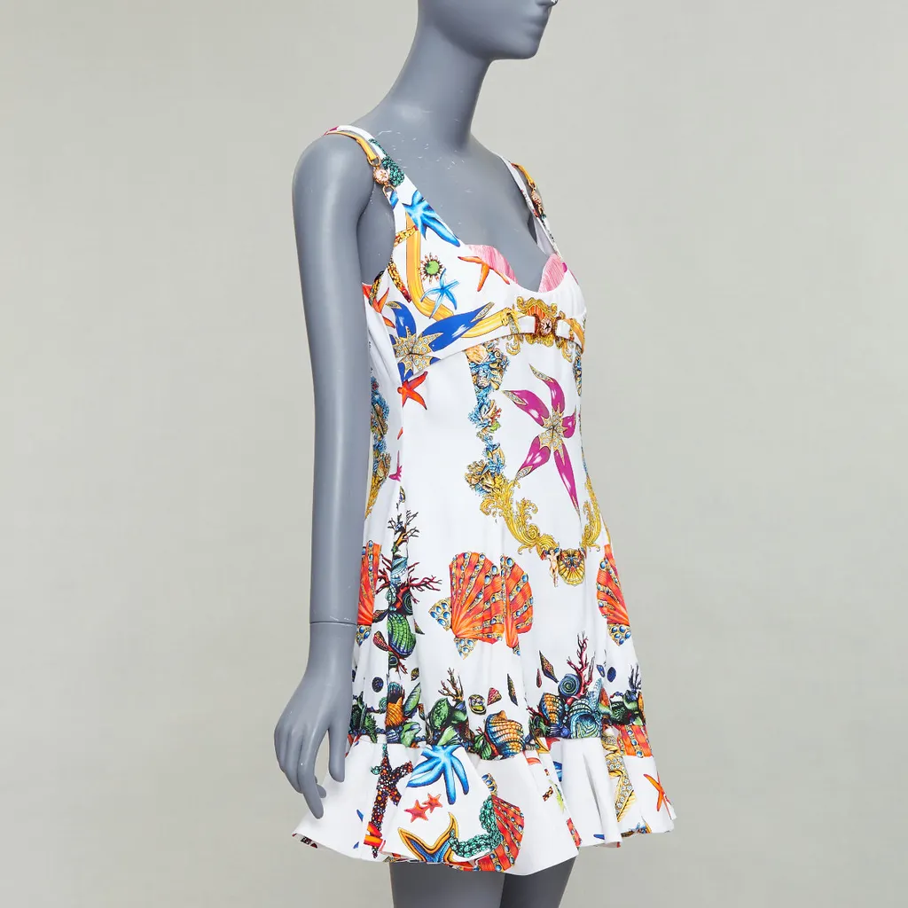 Versace Starfish Flounce Dress White Polyester Never worn, with tag - Inside View