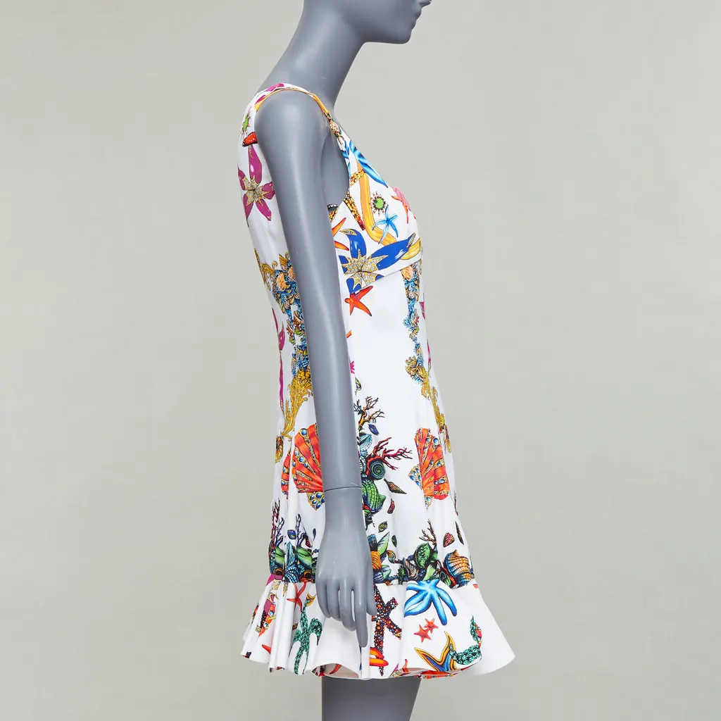 Versace Starfish Flounce Dress White Polyester Never worn, with tag - Model View