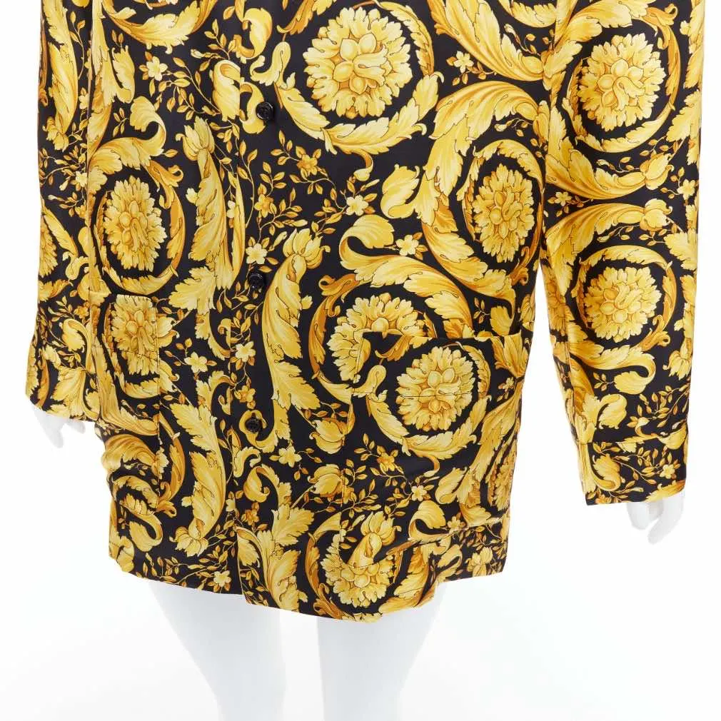 Versace Baroque Pajama Shirt Black Silk Never worn, with tag - Back View