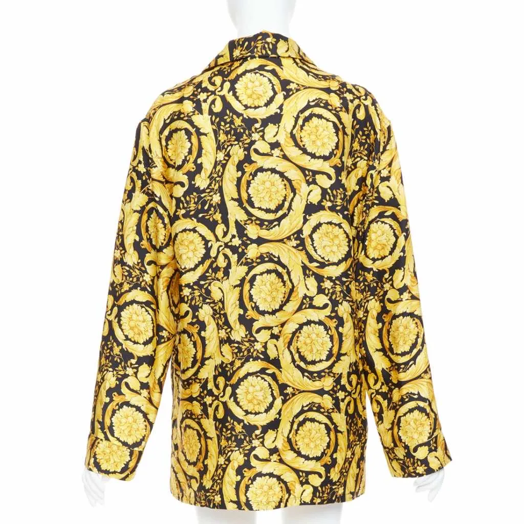 Versace Baroque Pajama Shirt Black Silk Never worn, with tag - Box View