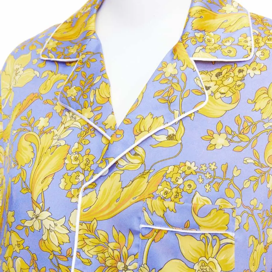 Versace Baroque Pajama Shirt Purple Silk Never worn, with tag - Back View