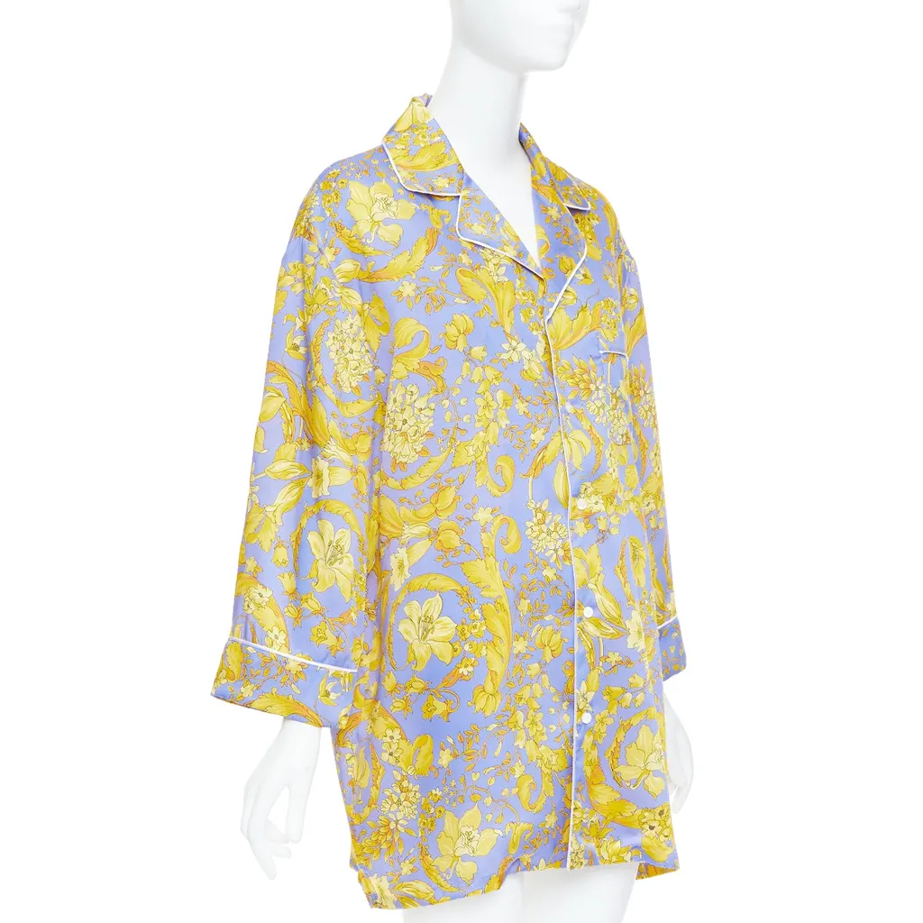 Versace Baroque Pajama Shirt Purple Silk Never worn, with tag - Inside View