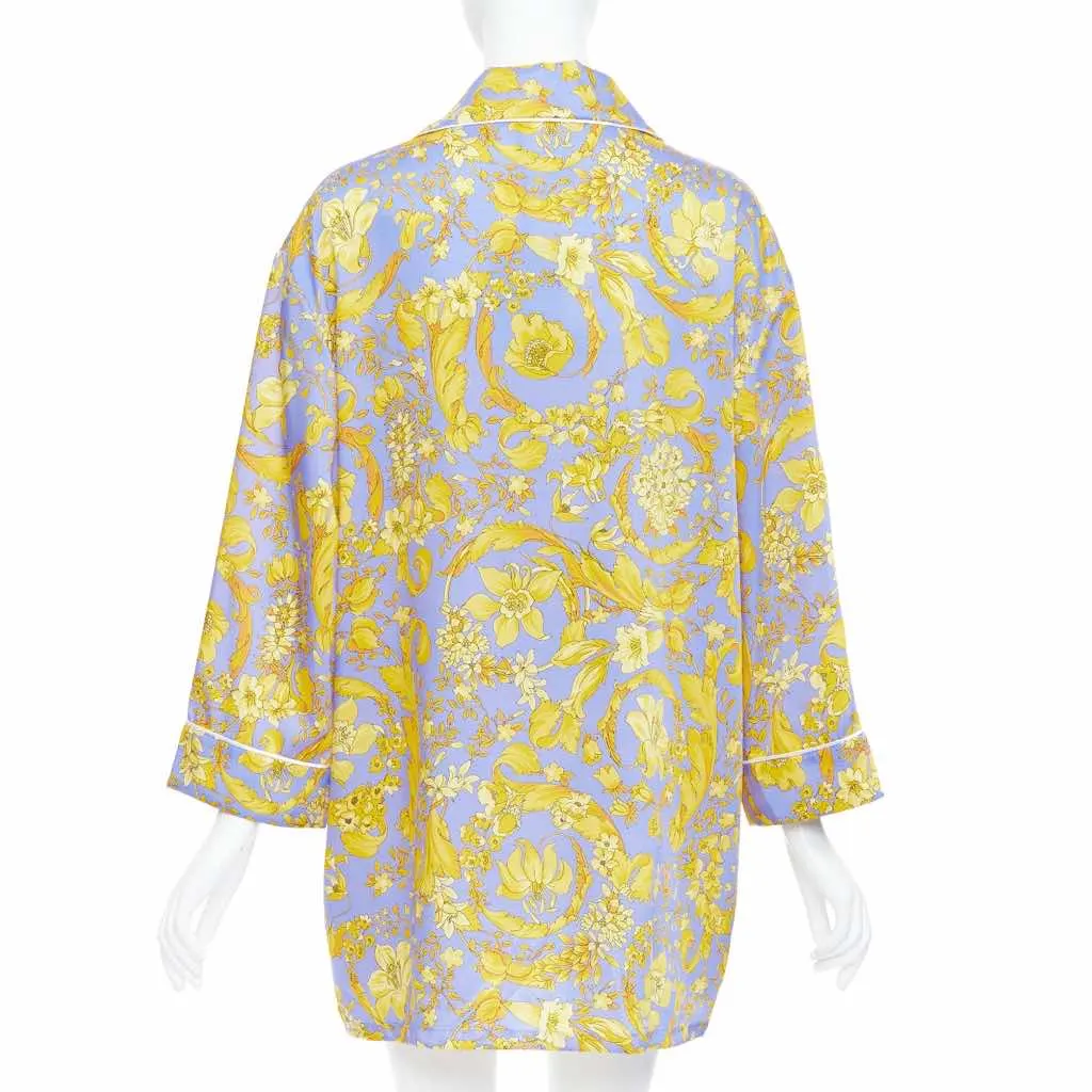 Versace Baroque Pajama Shirt Purple Silk Never worn, with tag - Box View