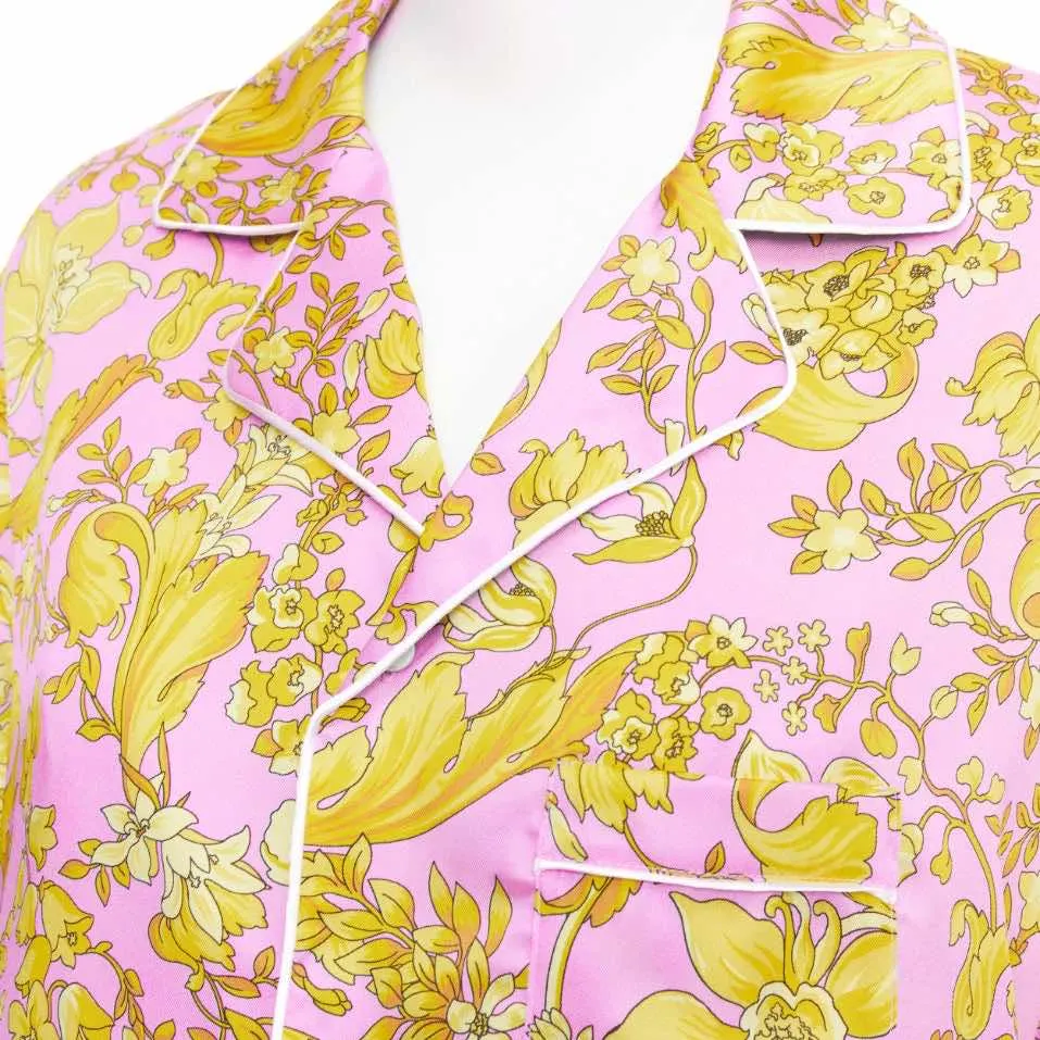 Versace Baroque Pajama Shirt Pink Silk Never worn, with tag - Back View