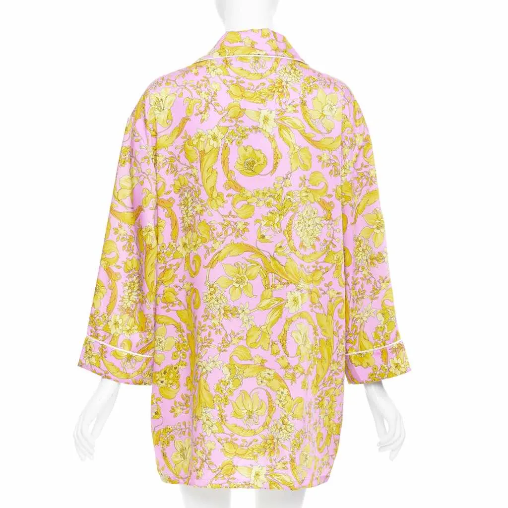 Versace Baroque Pajama Shirt Pink Silk Never worn, with tag - Box View