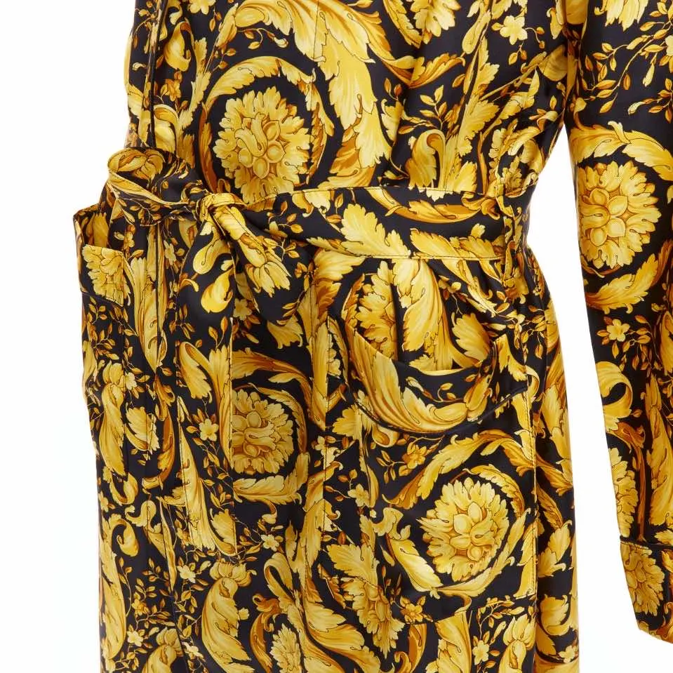 Versace Gold Black Robe Gold Silk Never worn, with tag - Back View
