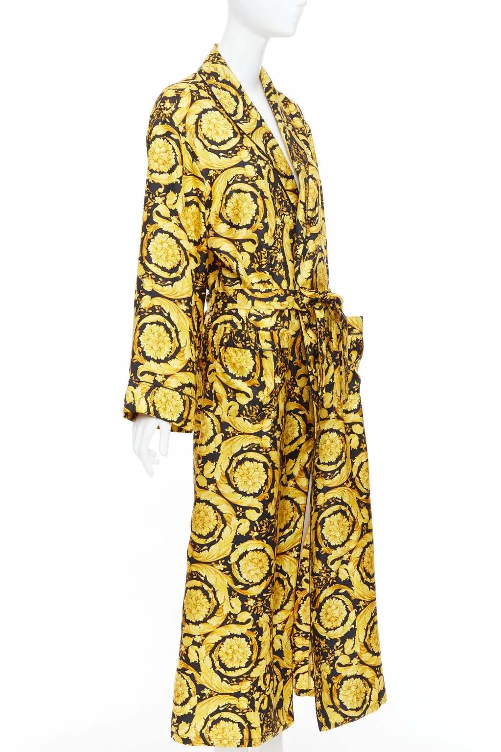 Versace Gold Black Robe Gold Silk Never worn, with tag - Inside View